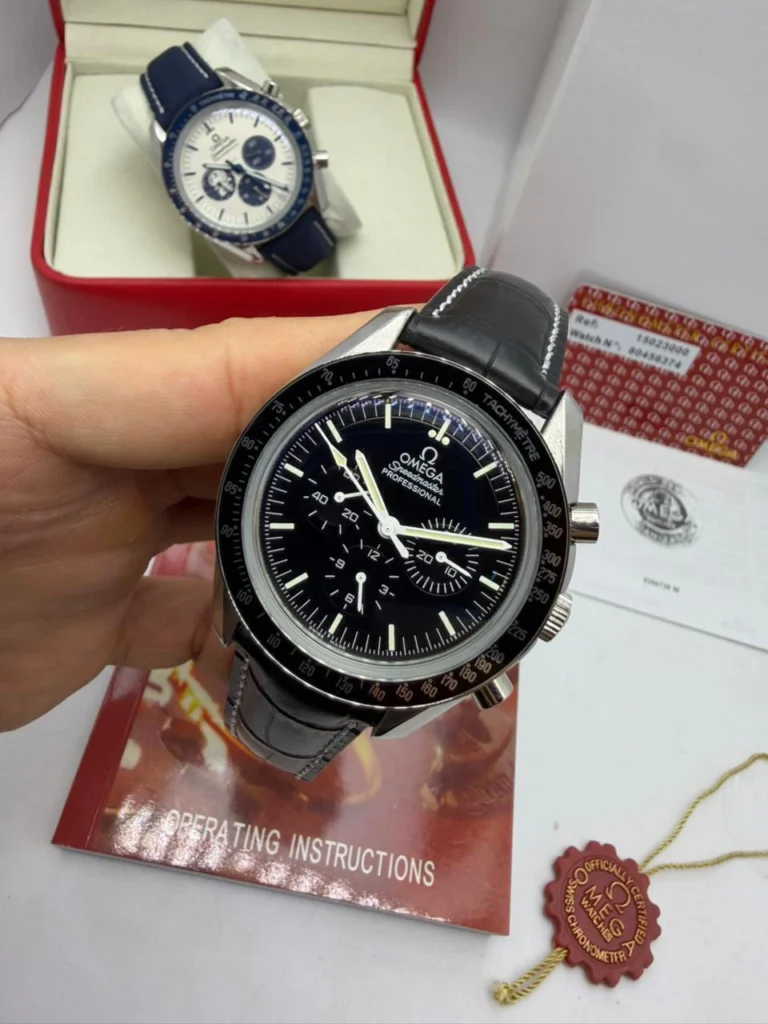 Omega Speedmaster 42mm - AÇO MOSTRADOR PRETO - COURO