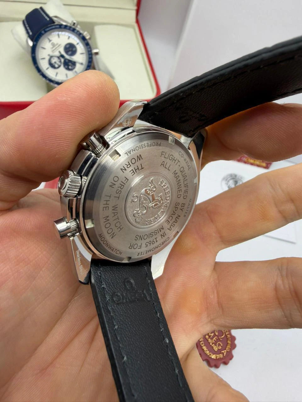 Omega Speedmaster 42mm - AÇO MOSTRADOR PRETO - COURO - Imagem 2