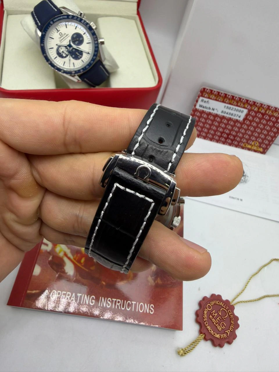 Omega Speedmaster 42mm - AÇO MOSTRADOR PRETO - COURO - Imagem 3