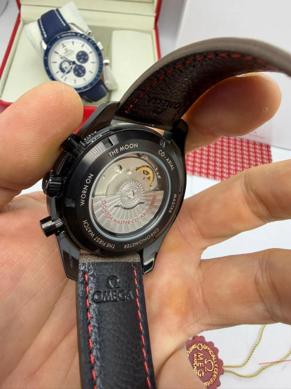 Omega Speedmaster 42mm - AÇO PRETO MOSTRADOR PRETO - COURO - Imagem 5