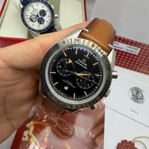 Omega Speedmaster 42mm - AÇO PRETO MOSTRADOR PRETO - COURO