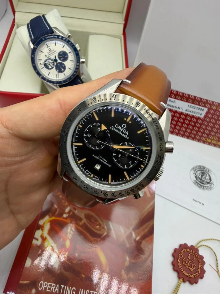 Omega Speedmaster 42mm - AÇO PRETO MOSTRADOR PRETO - COURO