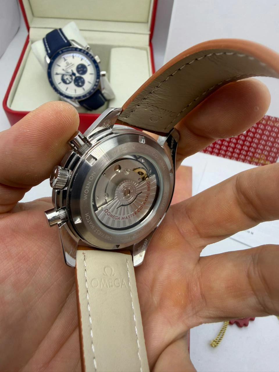Omega Speedmaster 42mm - AÇO PRETO MOSTRADOR CINZA - COURO - Imagem 3