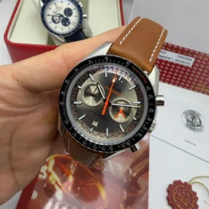 Omega Speedmaster 42mm - AÇO PRETO MOSTRADOR CINZA - COURO