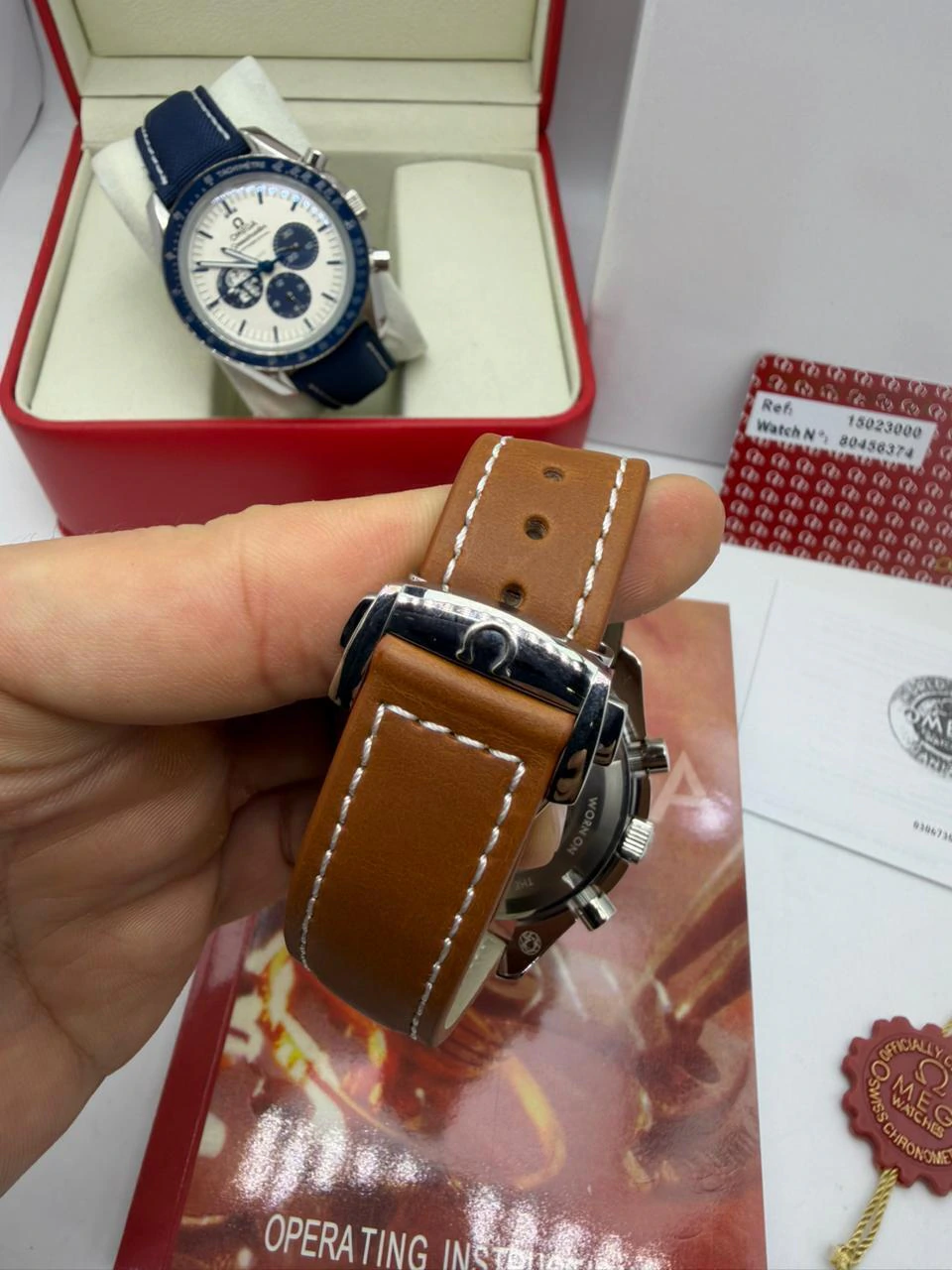 Omega Speedmaster 42mm - AÇO PRETO MOSTRADOR CINZA - COURO - Imagem 5