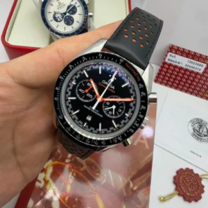 Omega Speedmaster 42mm - AÇO MOSTRADOR PRETO - COURO