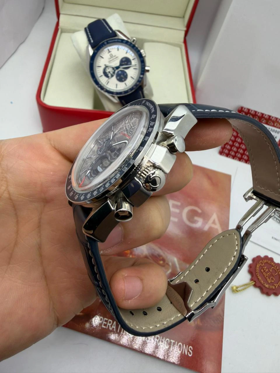 Omega Speedmaster - 40mm - AÇO MOSTRADOR PRETO - COURO - Imagem 2