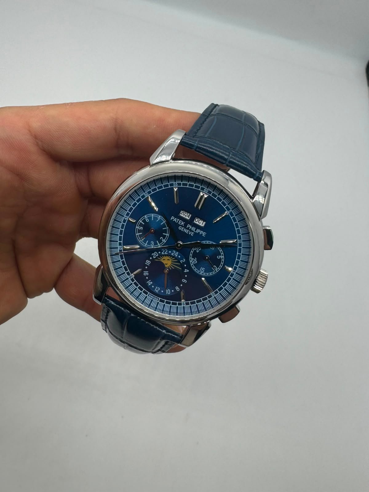 Patek Philippe Grand Complications 40mm - AÇO MOSTRADOR AZUL - COURO