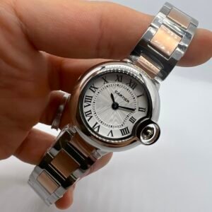 CARTIER BALLON BLEU - 28MM - AÇO PRATA COM ROSE MOSTRADOR BRANCO