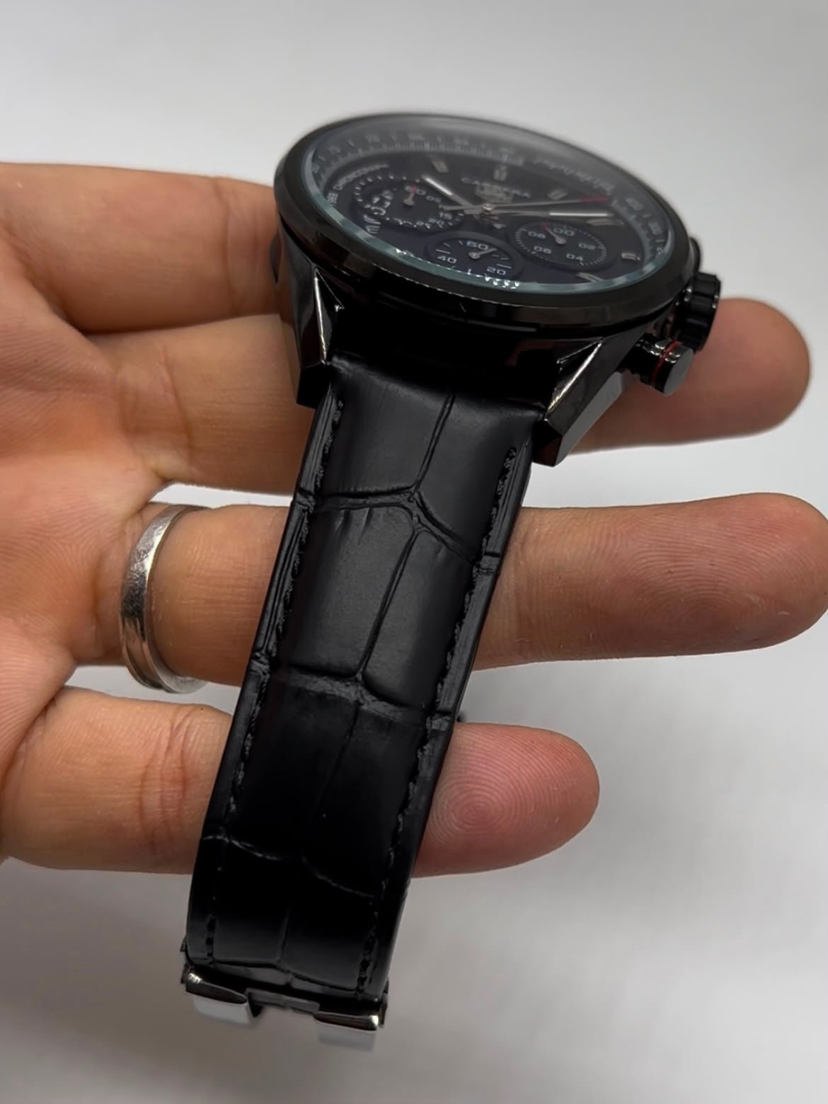 TAG Heuer Carrera 45mm - AÇO PRETO MOSTRADOR PRETO - COURO - Imagem 2
