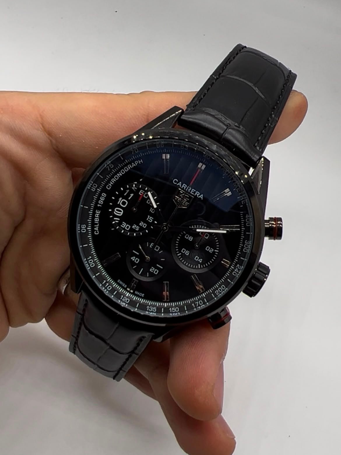 TAG Heuer Carrera 45mm - AÇO PRETO MOSTRADOR PRETO - COURO - Imagem 5