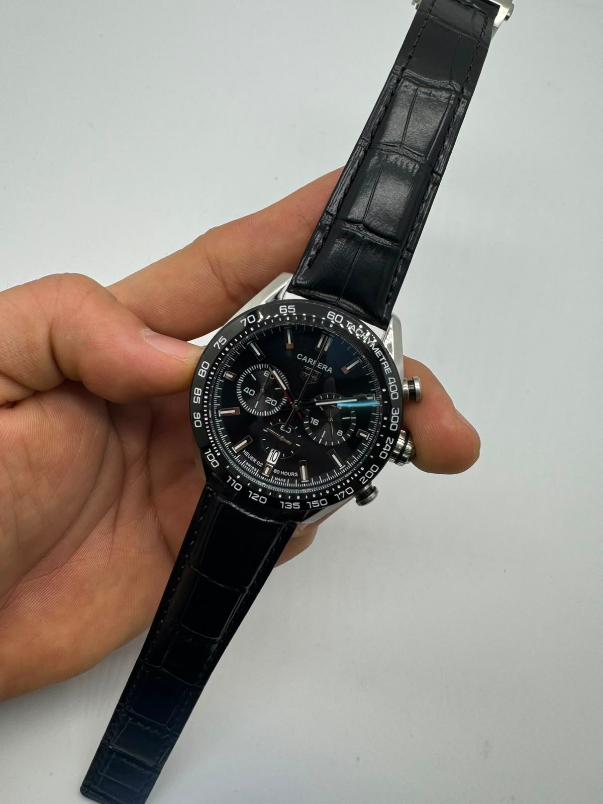 TAG Heuer Carrera 44mm AÇO MOSTRADOR PRETO - COURO