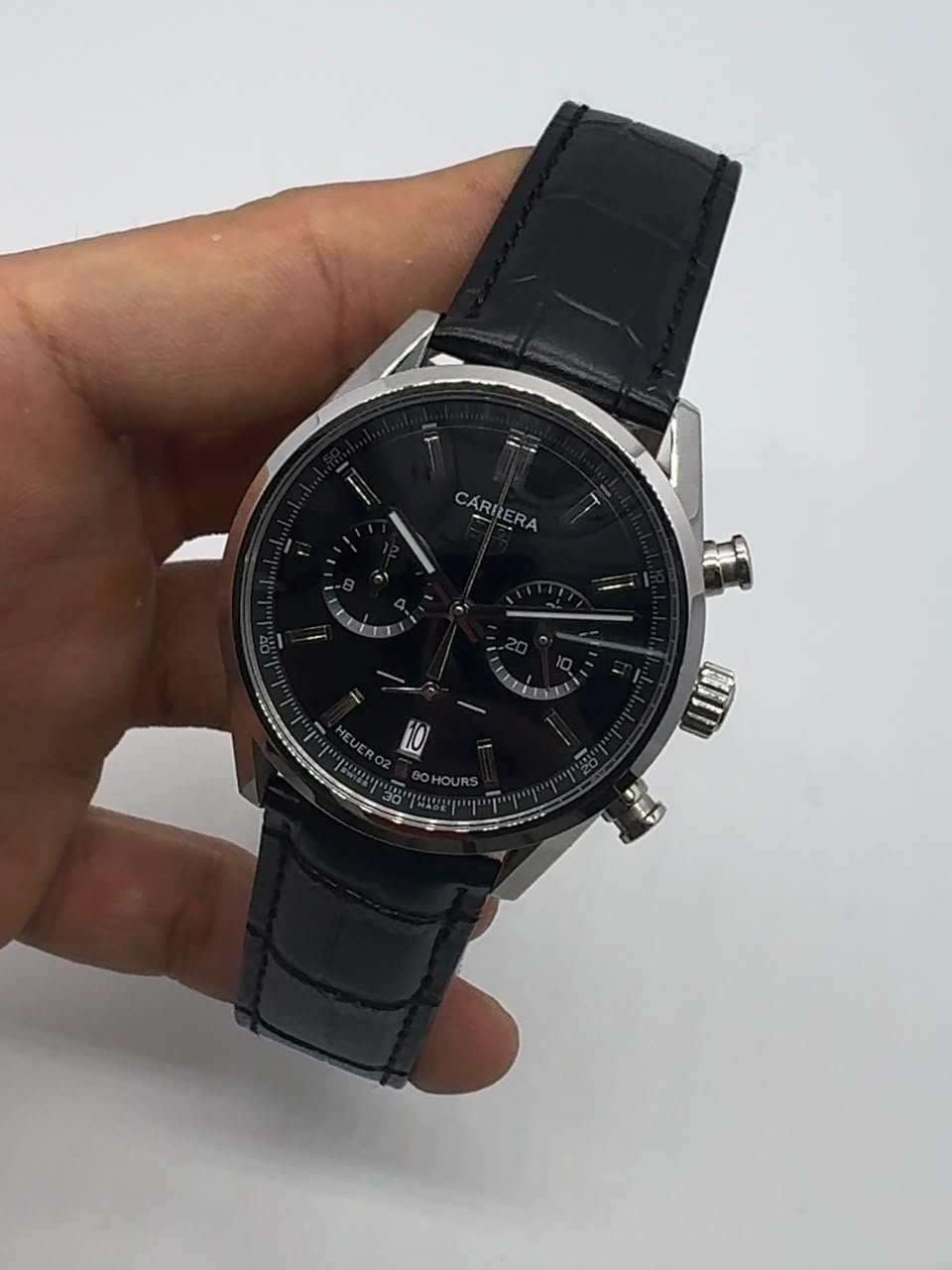 TAG Heuer Carrera Day-Date 44mm - AÇO PRATA MOSTRADOR PRETO - COURO - Imagem 4