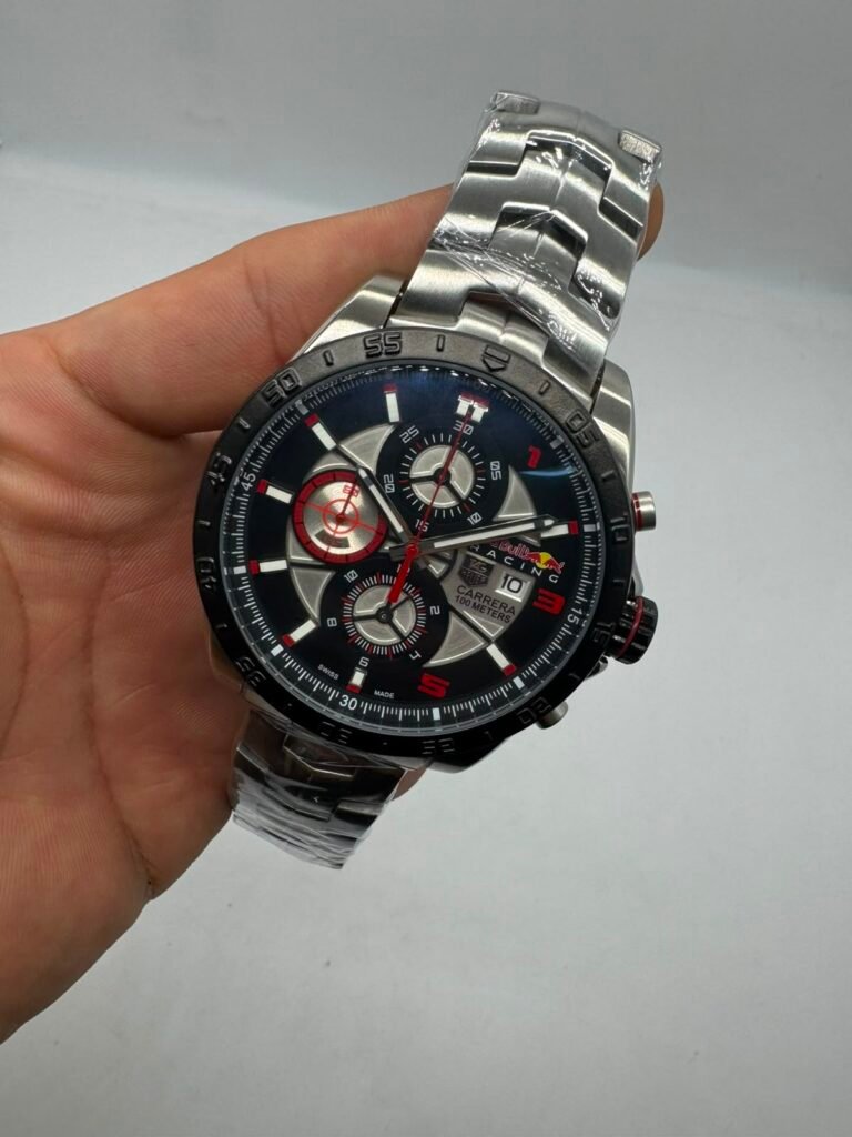 TAG Heuer Carrera Red Bull Racing 48mm - AÇO MOSTRADOR PRETO E BRANCO
