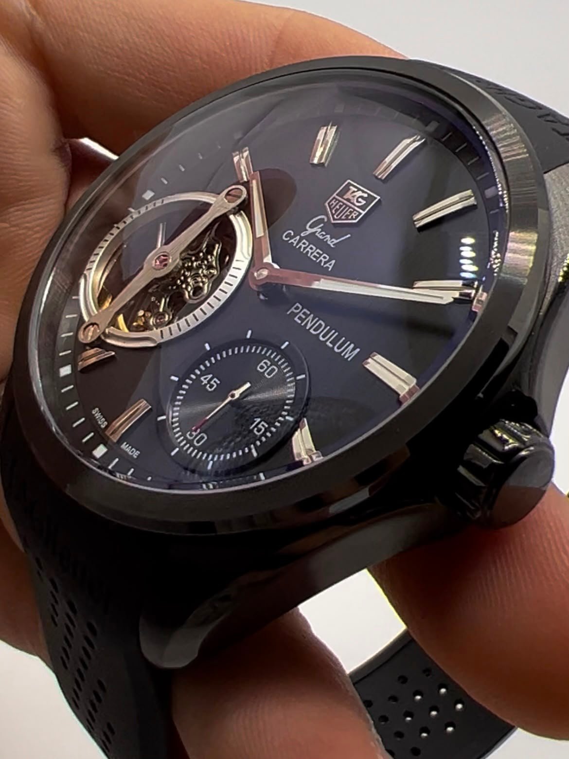 TAG Heuer Carrera Pendulum 48mm - AÇO PRATA MOSTRADOR PRETO - SILICONE - Imagem 6