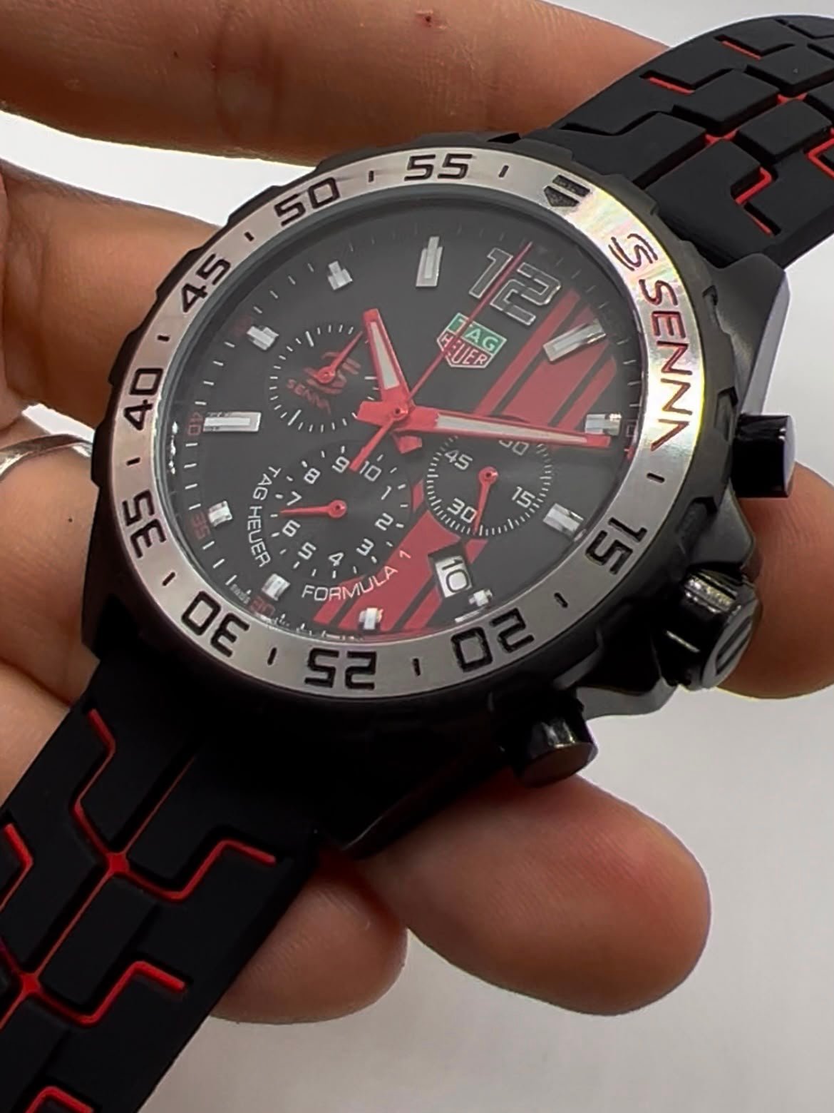TAG Heuer Fórmula 1 Senna 45mm - AÇO MOSTRADOR PRETO - SILICONE - Imagem 4