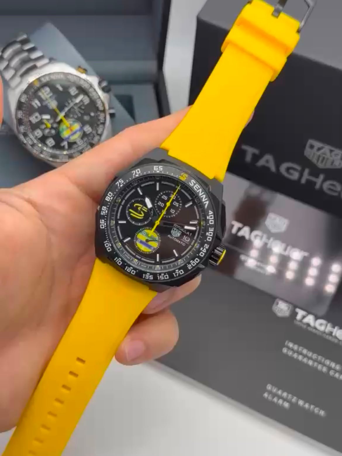 TAG Heuer Fórmula 1 Senna 45mm - AÇO MOSTRADOR PRETO - SILICONE