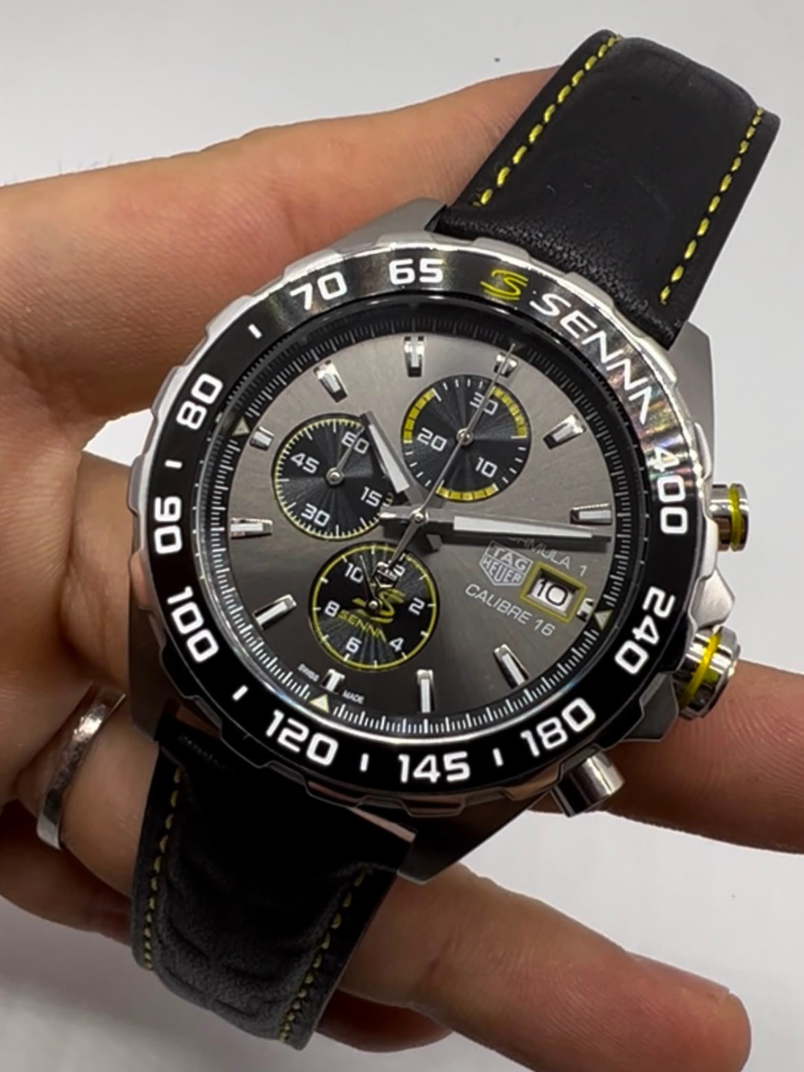TAG Heuer Senna 43mm - AÇO MOSTRADOR PRETO - COURO - Imagem 4