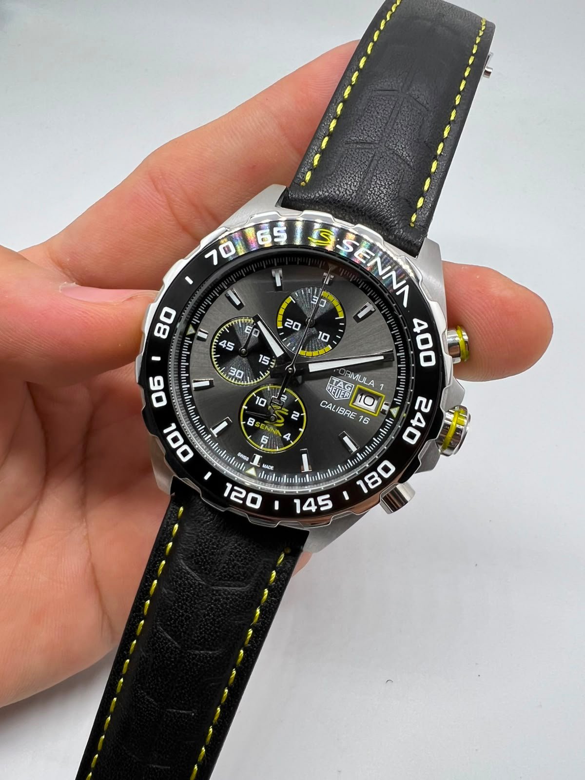 TAG Heuer Senna 43mm - AÇO MOSTRADOR PRETO - COURO