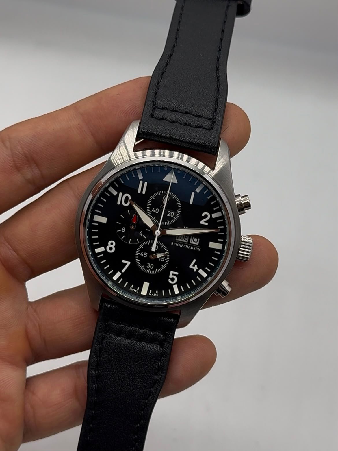 IWC Pilot Chronograph 41mm - Aço Mostrador Preto - COURO - Imagem 3