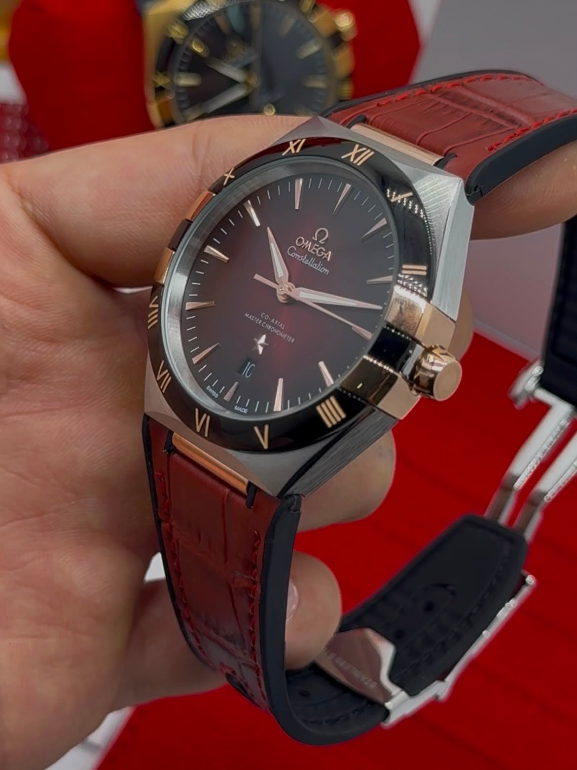 Omega Constellation 40mm - AÇO MOSTRADOR VERMELHO - COURO - Imagem 3