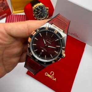 Omega Constellation 40mm - AÇO MOSTRADOR VERMELHO - COURO