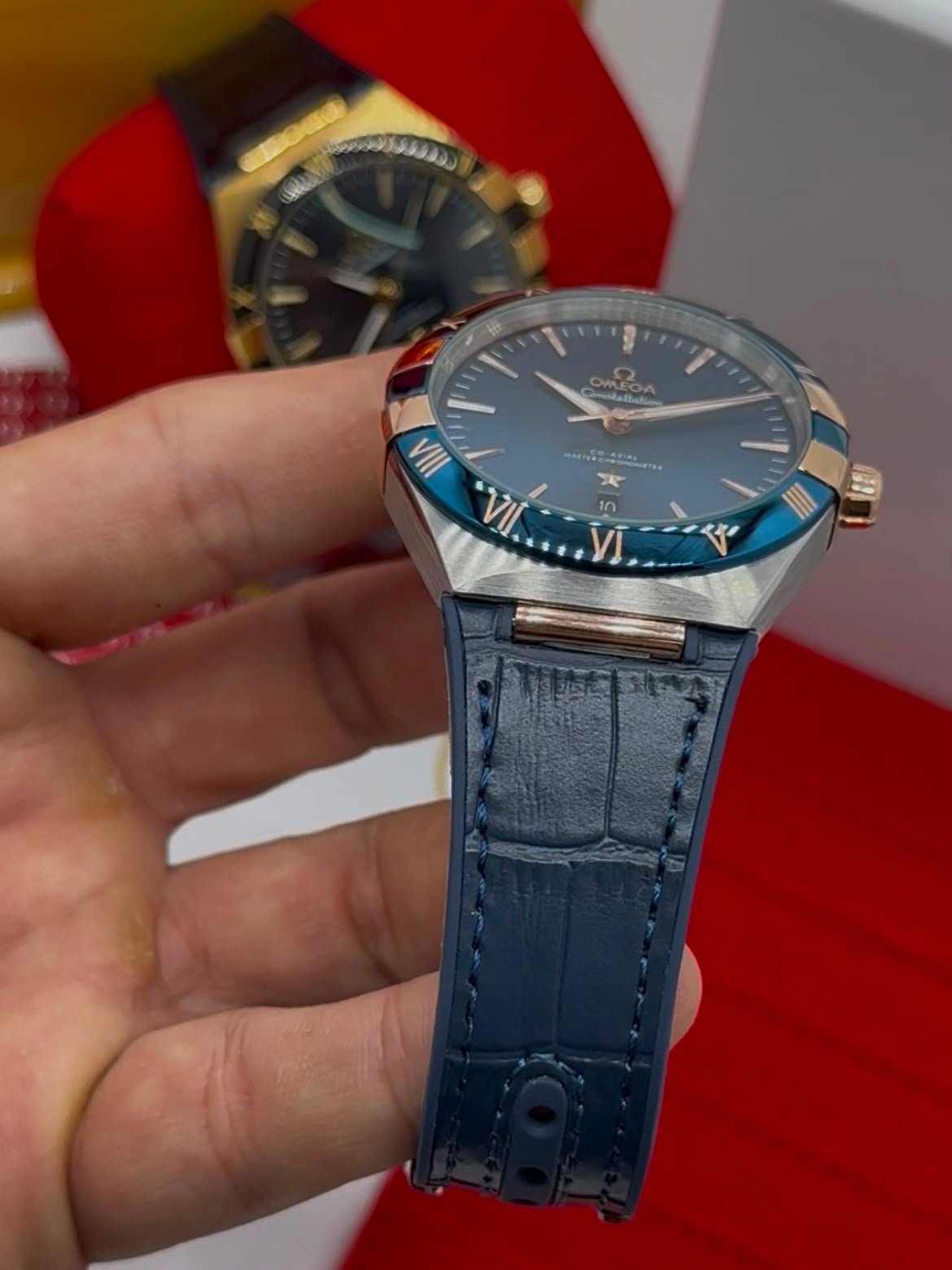 Omega Constellation 40mm - AÇO MOSTRADOR AZUL - COURO - Imagem 3