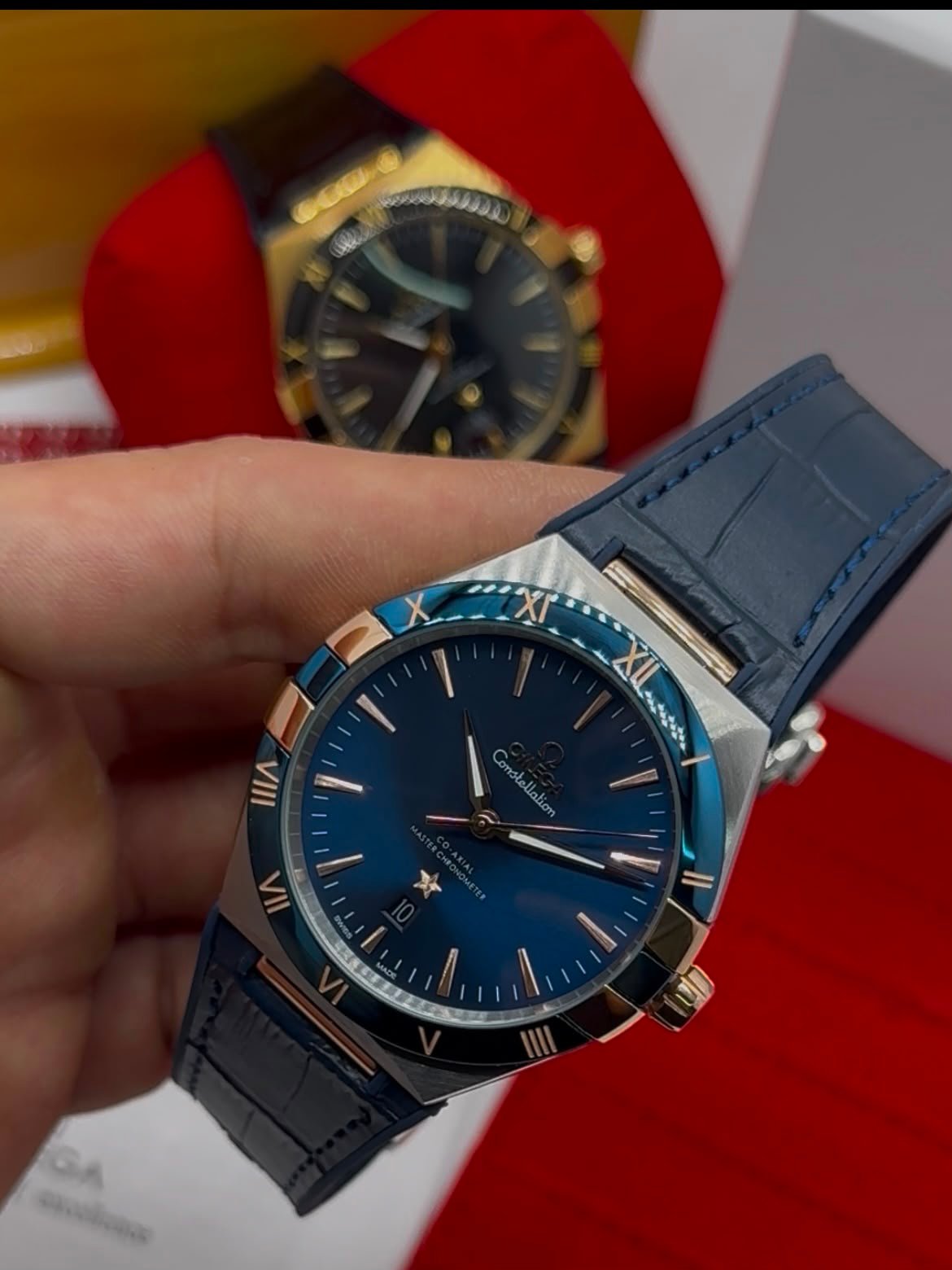Omega Constellation 40mm - AÇO MOSTRADOR AZUL - COURO - Imagem 4