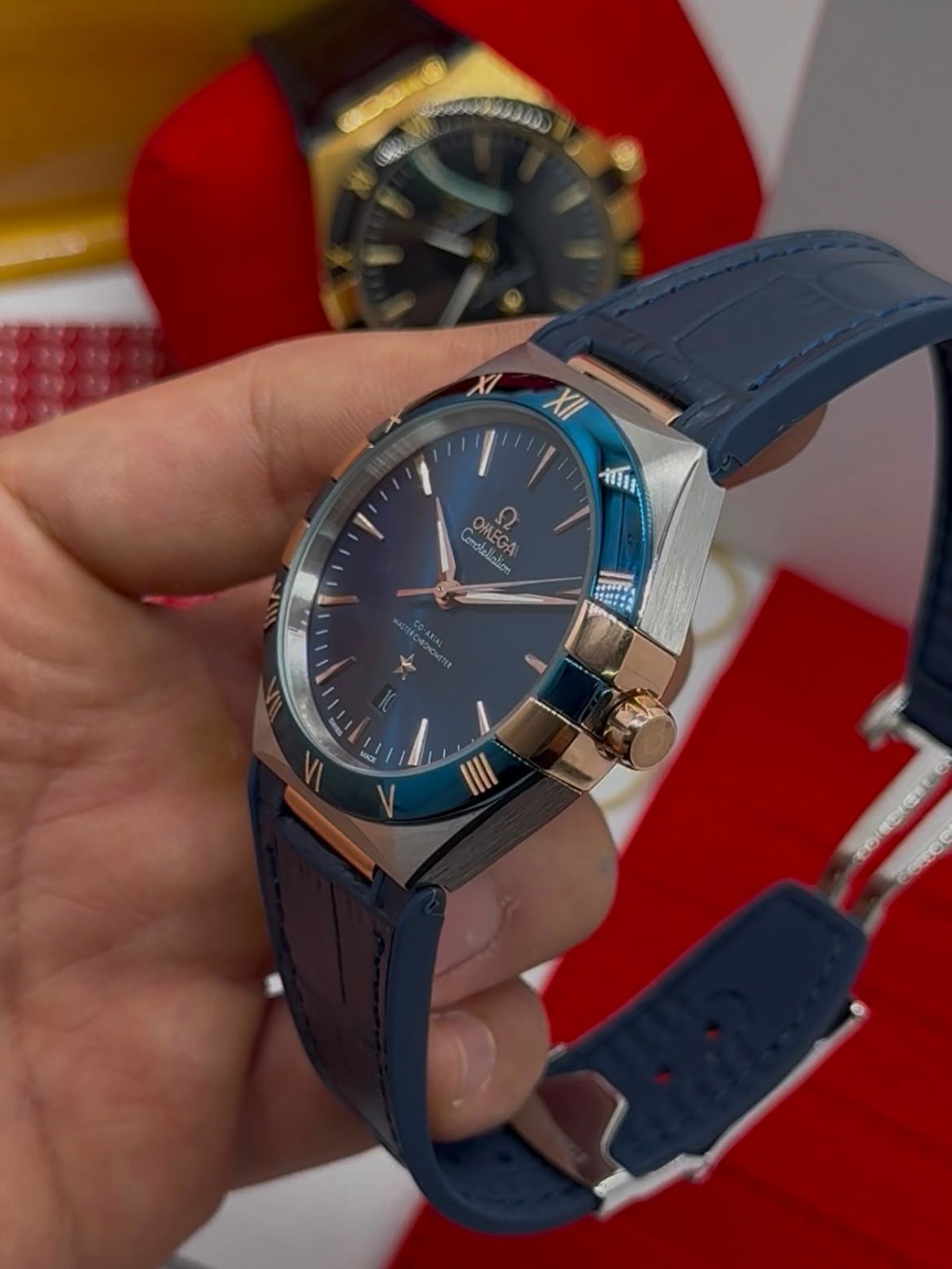 Omega Constellation 40mm - AÇO MOSTRADOR AZUL - COURO - Imagem 5