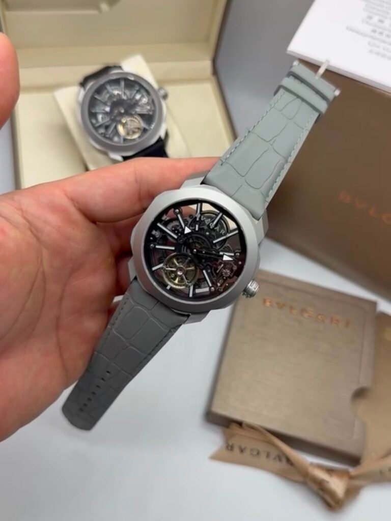 Bvlgari Octo Roma Skeleton 44mm - AÇO PRATA COM PRETO MOSTRADOR SKELETON - SILICONE