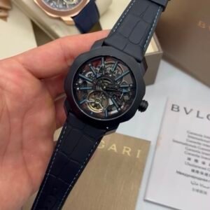 Bvlgari Octo Roma Skeleton 44mm - AÇO PRETO MOSTRADOR SKELETON - SILICONE