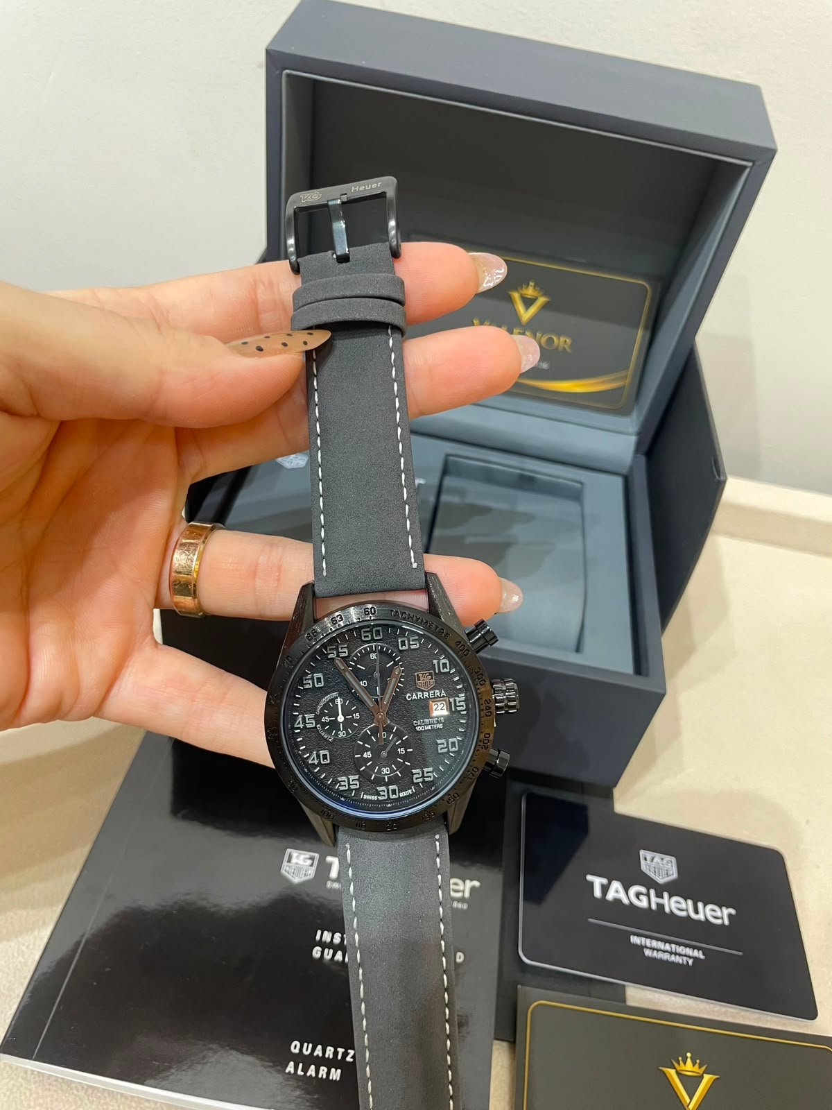 TAG Heuer Carrera 44mm - AÇO PRETO MOSTRADOR PRETO - COURO - Imagem 3