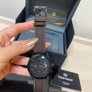 TAG Heuer Carrera 44mm - AÇO PRETO MOSTRADOR PRETO - COURO