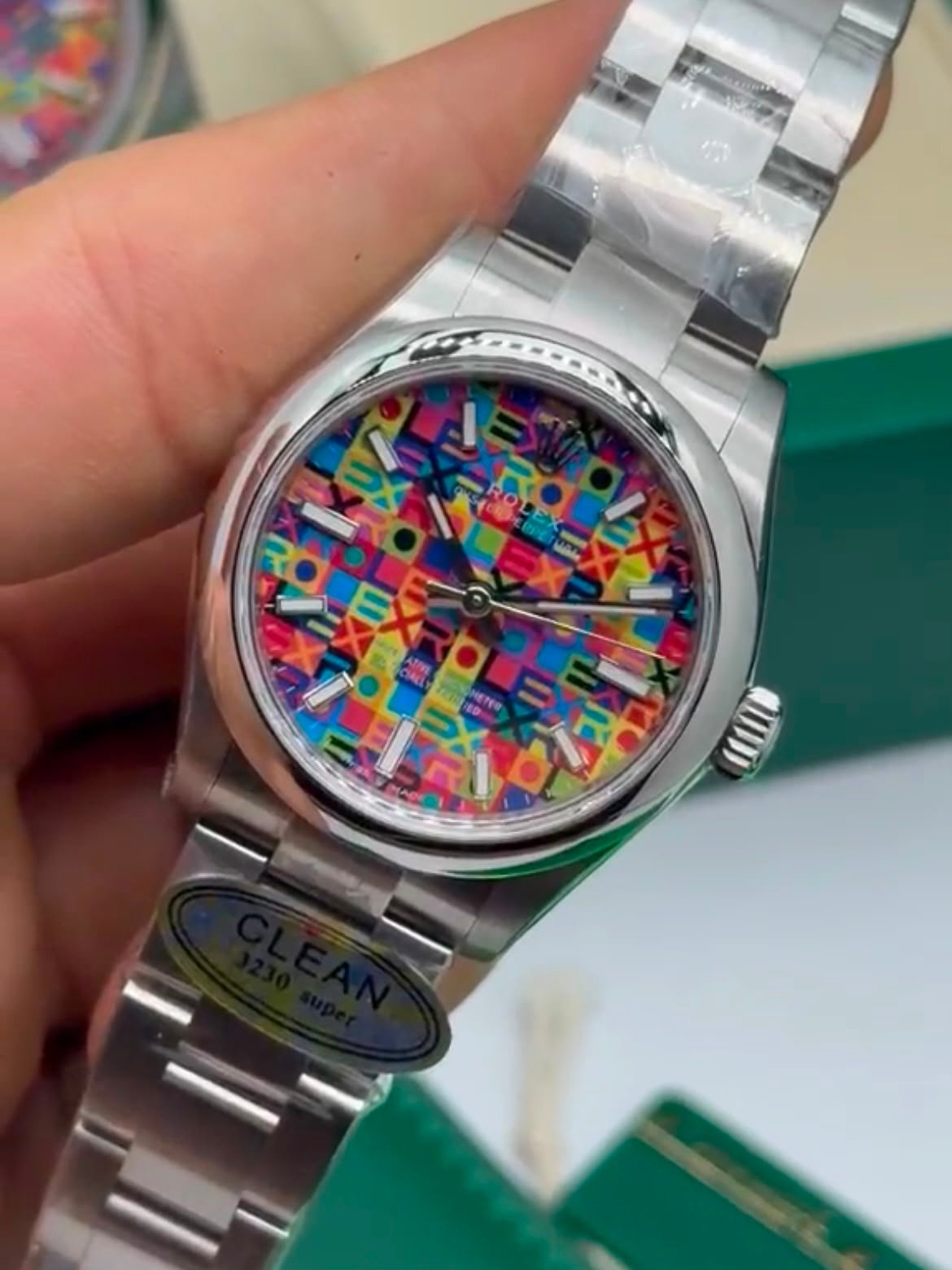 Rolex Oyster Perpetual Celebration Dial 32MM - SUPER CLONE - AÇO MOSTRADOR COLORS - Imagem 3
