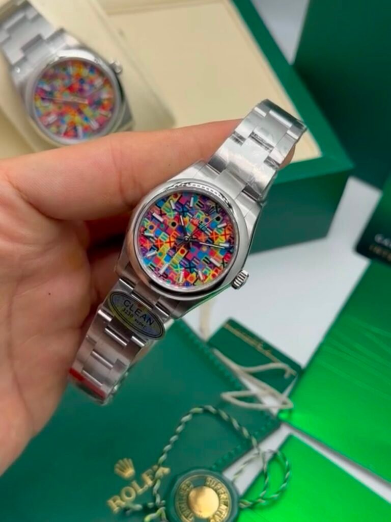 Rolex Oyster Perpetual Celebration Dial 32MM - SUPER CLONE - AÇO MOSTRADOR COLORS