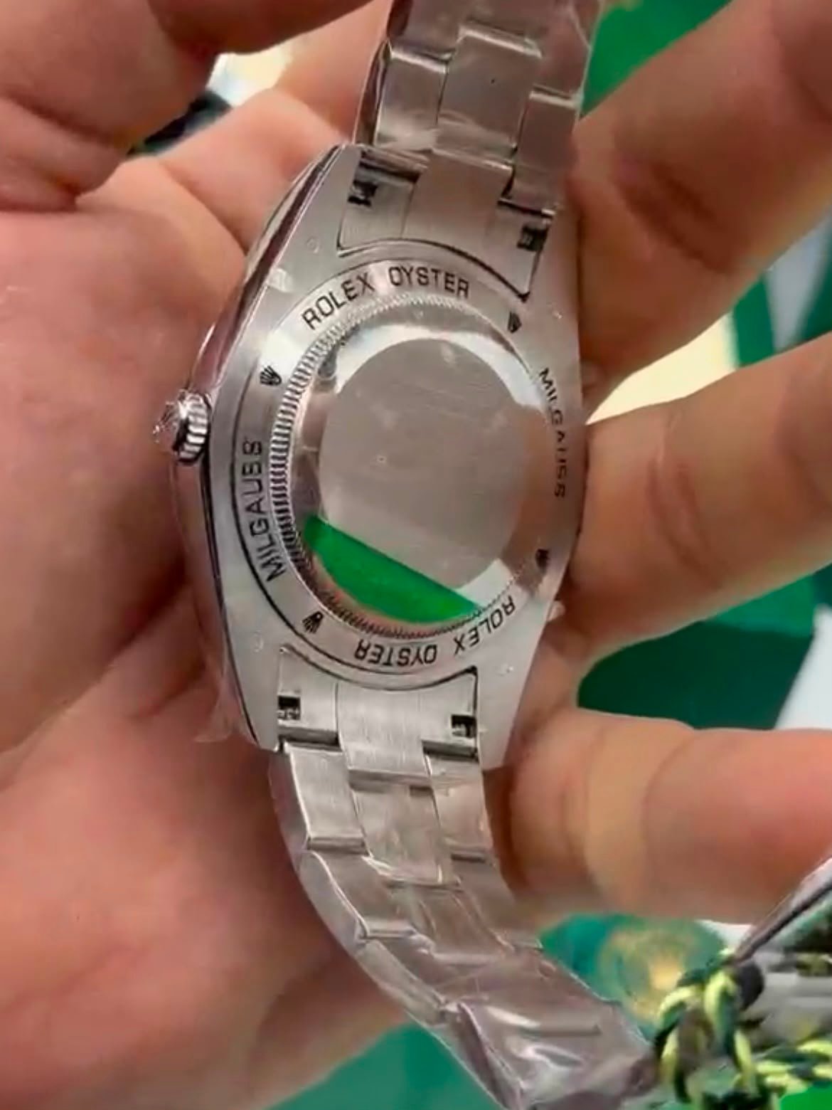 ROLEX Milgauss 40mm - SUPER CLONE - AÇO MOSTRADOR PRETO DETALHE EM VERDE - Imagem 4