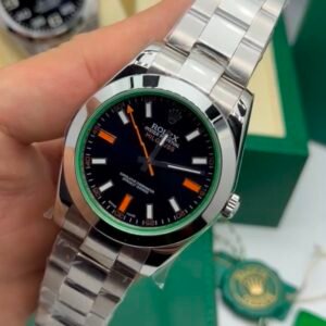 ROLEX Milgauss 40mm - SUPER CLONE - AÇO MOSTRADOR PRETO DETALHE EM VERDE