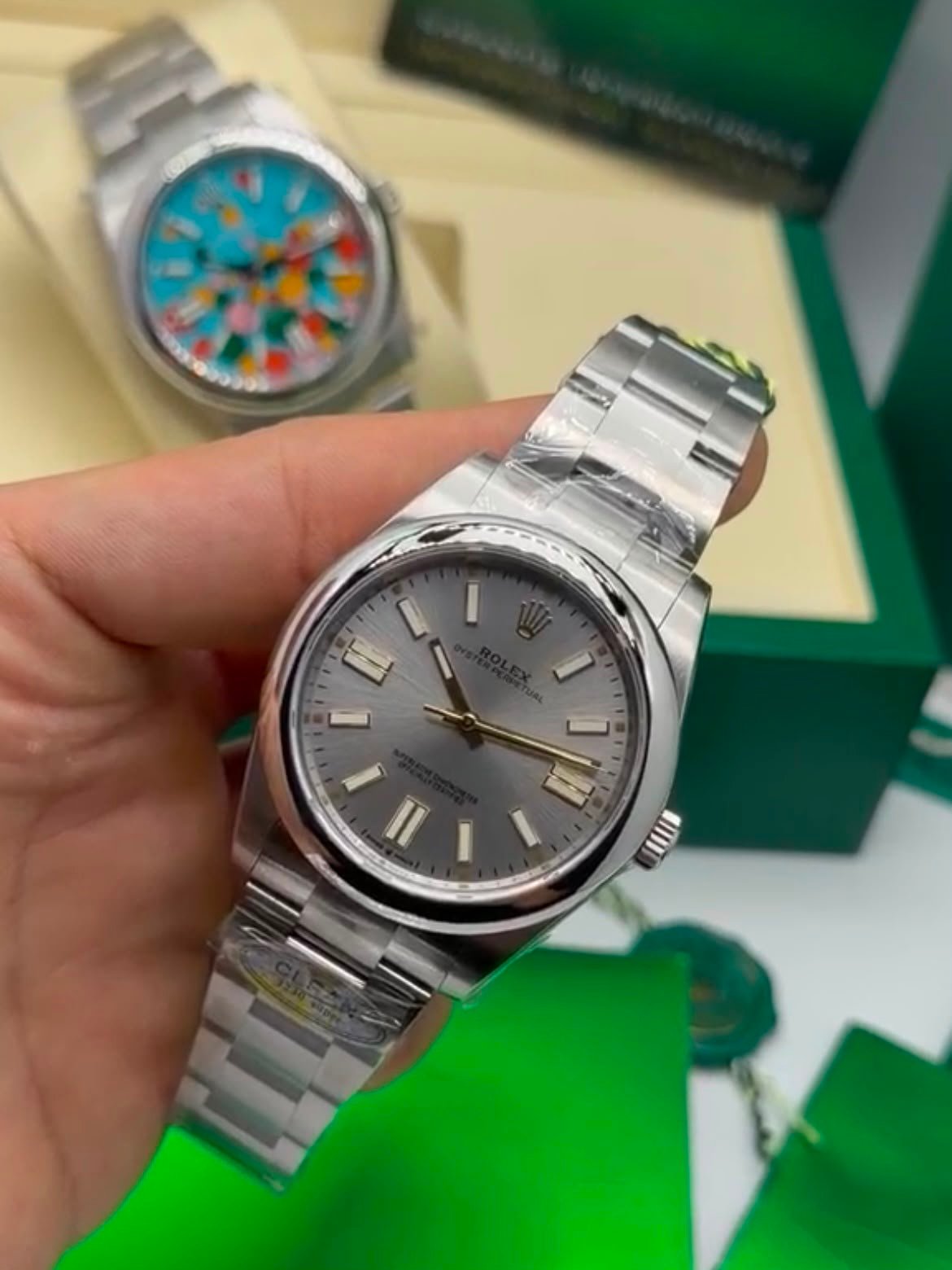 ROLEX Oyster Perpetual - 36mm SUPER CLONE - AÇO MOSTRADOR CINZA