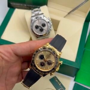 ROLEX Daytona 40mm SUPER CLONE - AÇO DOURADO MOSTRADOR DOURADO - SILICONE