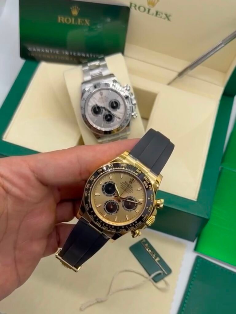 ROLEX Daytona 40mm SUPER CLONE - AÇO DOURADO MOSTRADOR DOURADO - SILICONE