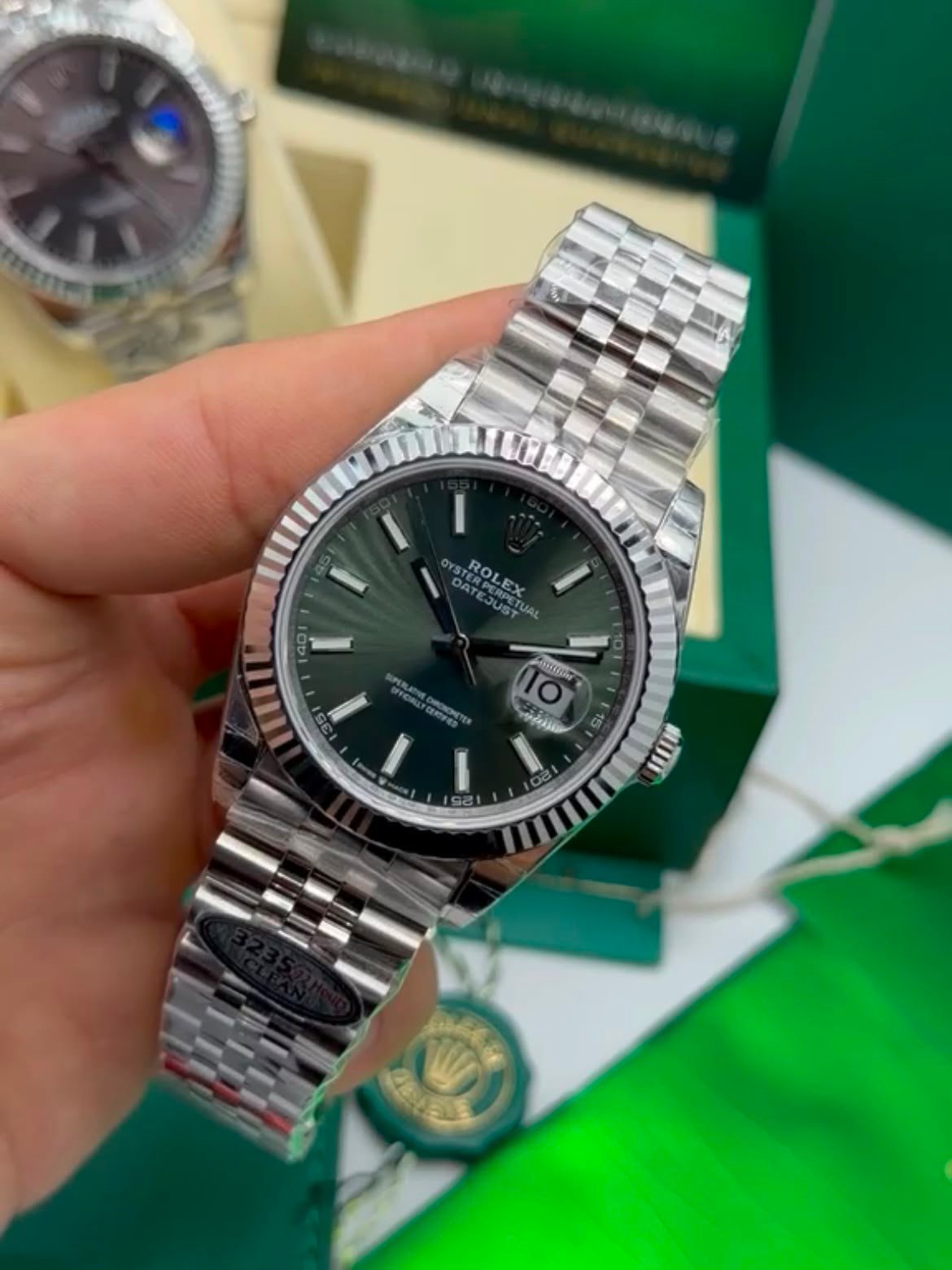 ROLEX Datejust 40mm - SUPER CLONE - AÇO MOSTRADOR VERDE