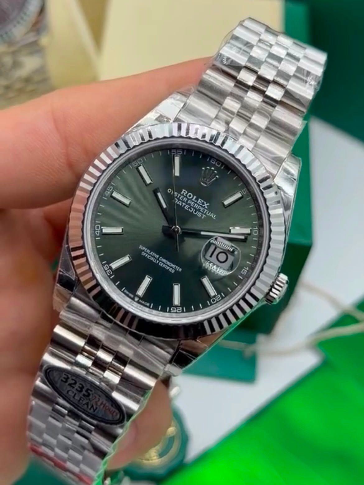 ROLEX Datejust 40mm - SUPER CLONE - AÇO MOSTRADOR VERDE - Imagem 5