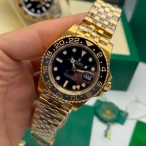 ROLEX GMT Master II 40mm - SUPER CLONE - AÇO DOURADO MOSTRADOR PRETO