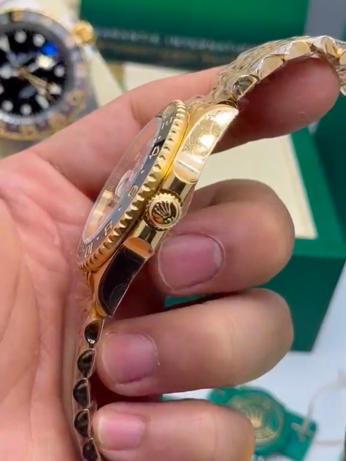 ROLEX GMT Master II 40mm - SUPER CLONE - AÇO DOURADO MOSTRADOR PRETO - Imagem 5