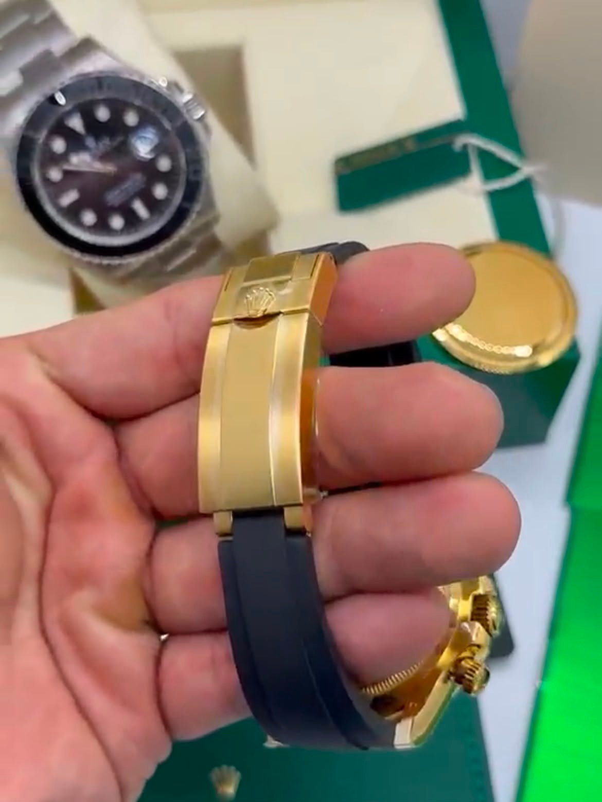 ROLEX Daytona 40mm - SUPER CLONE - AÇO DOURADO MOSTRADOR TIFFANY - SILICONE - Imagem 5