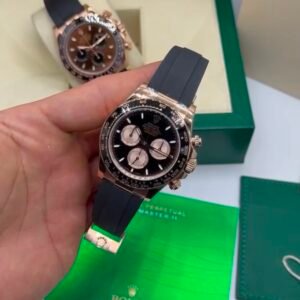 ROLEX Daytona 40mm - SUPER CLONE - AÇO DOURADO MOSTRADOR PRETO - SILICONE