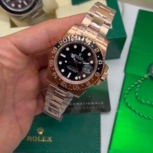 ROLEX GMT Master II 40mm - SUPER CLONE - AÇO DOURADO MOSTRADOR PRETO