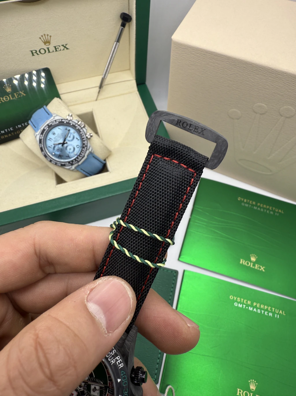 Daytona DIW Carbono 40mm - MOSTRADOR VERDE CASSINO - NYLON - Imagem 4