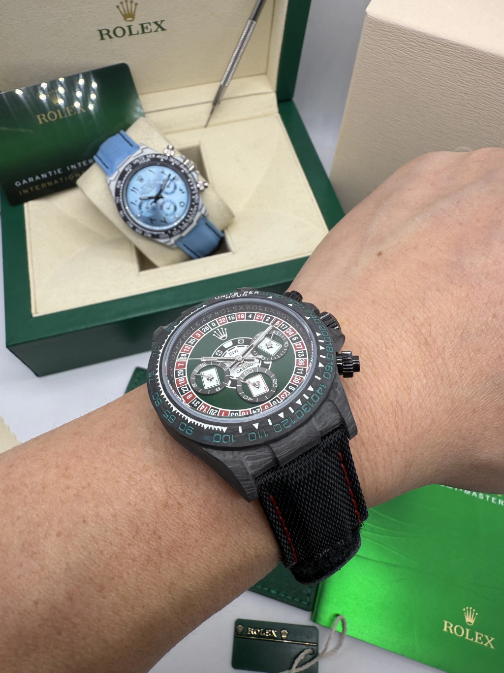 Daytona DIW Carbono 40mm - MOSTRADOR VERDE CASSINO - NYLON