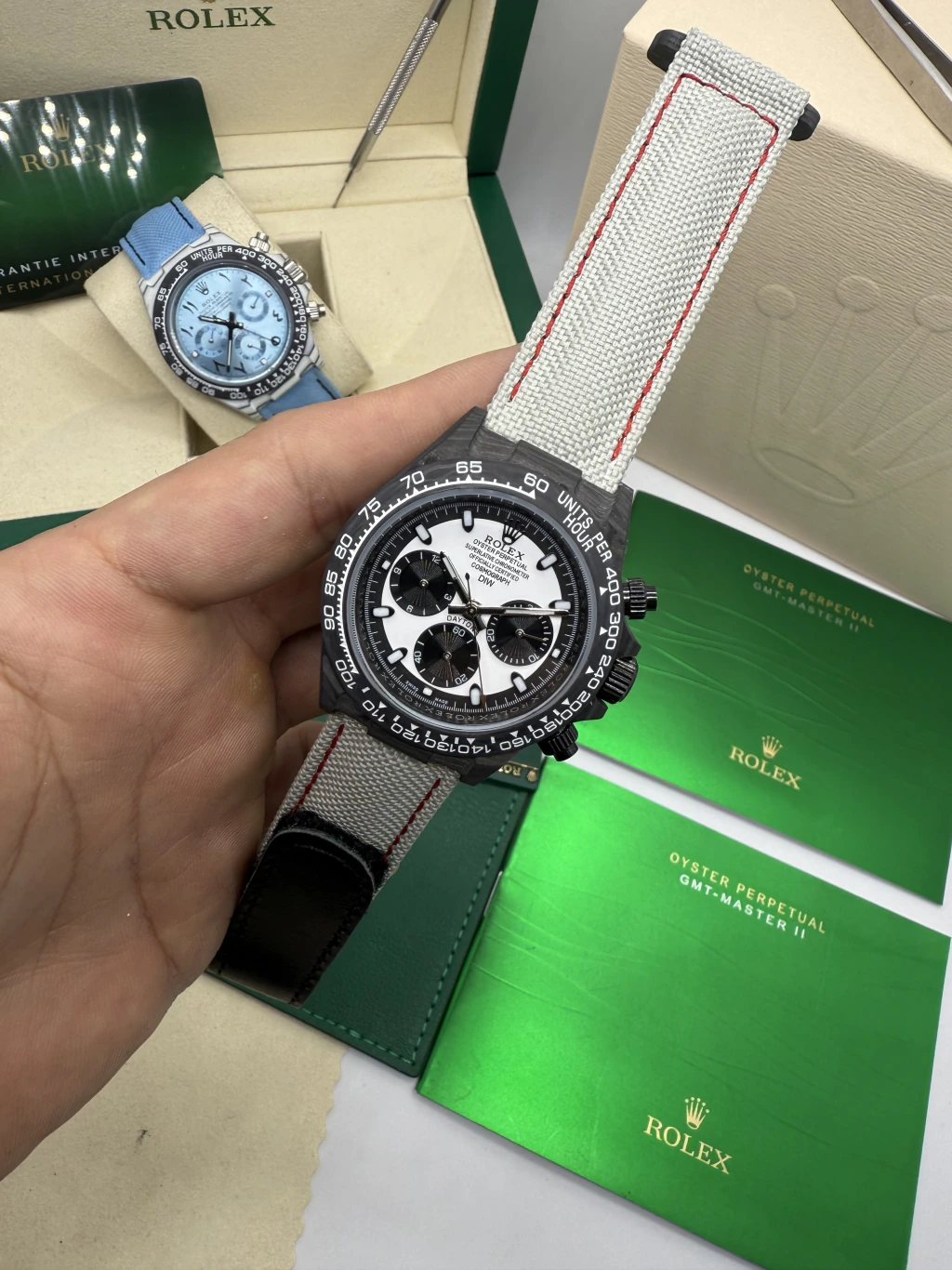 DAYTONA DIW Carbono 40mm - MOSTRADOR BRANCO - NYLON